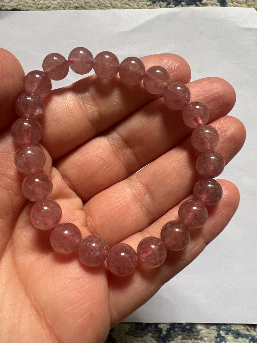 💗 Strawberry Quartz Beaded Bracelet (AA grade)